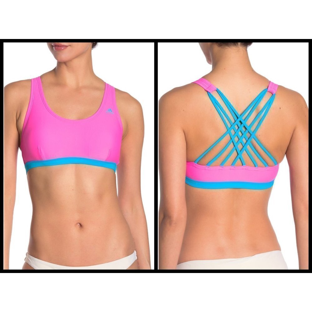 💕ADIDAS SWIMWEAR💕 Crossback Bikini TOP Neon Pink